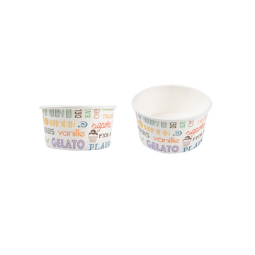 Coppetta gelato con grafica parole